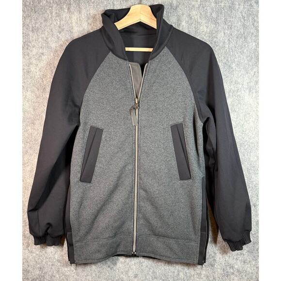 lululemon athletica Jackets & Blazers - Lululemon Both Ways Bomber Reversible Black Gray Size 4/6 Fleece Satin Full Zip